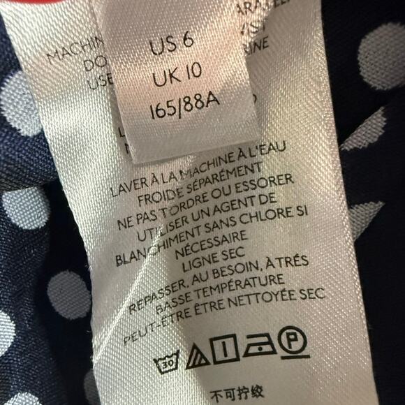 Free People Revolve Puff Sleeve Blouse Cropped Polka Dot Blue Women 6 - Picture 6 of 8